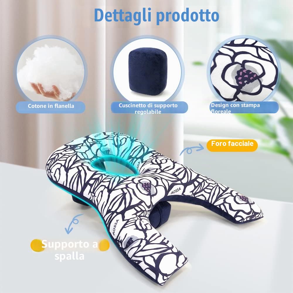 Cuscino a faccia in giù dopo l'intervento chirurgico dell'occhio per dormire sullo stomaco dormiente Cuscino prono per massaggio poggiatesta per letto (modello)