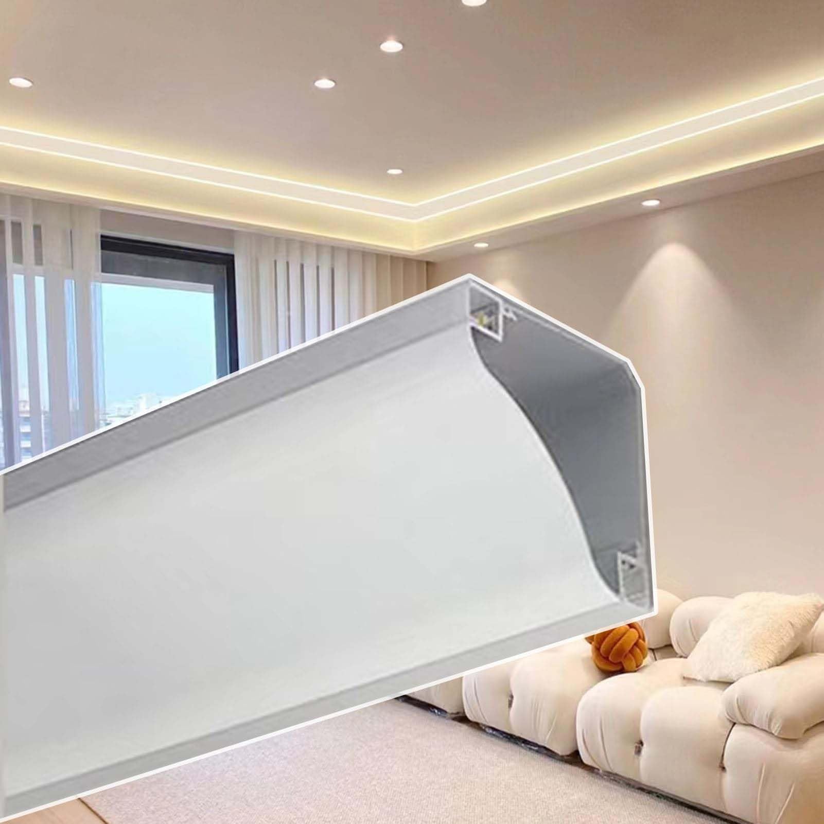 Reflektory sufitowe LED, dwustronny zestaw oświetleniowy do pasków 8 mm, aluminiowa listwa przypodłogowa z diodami LED do krawędzi ścian i sufitów(30 m (98,4 stóp))