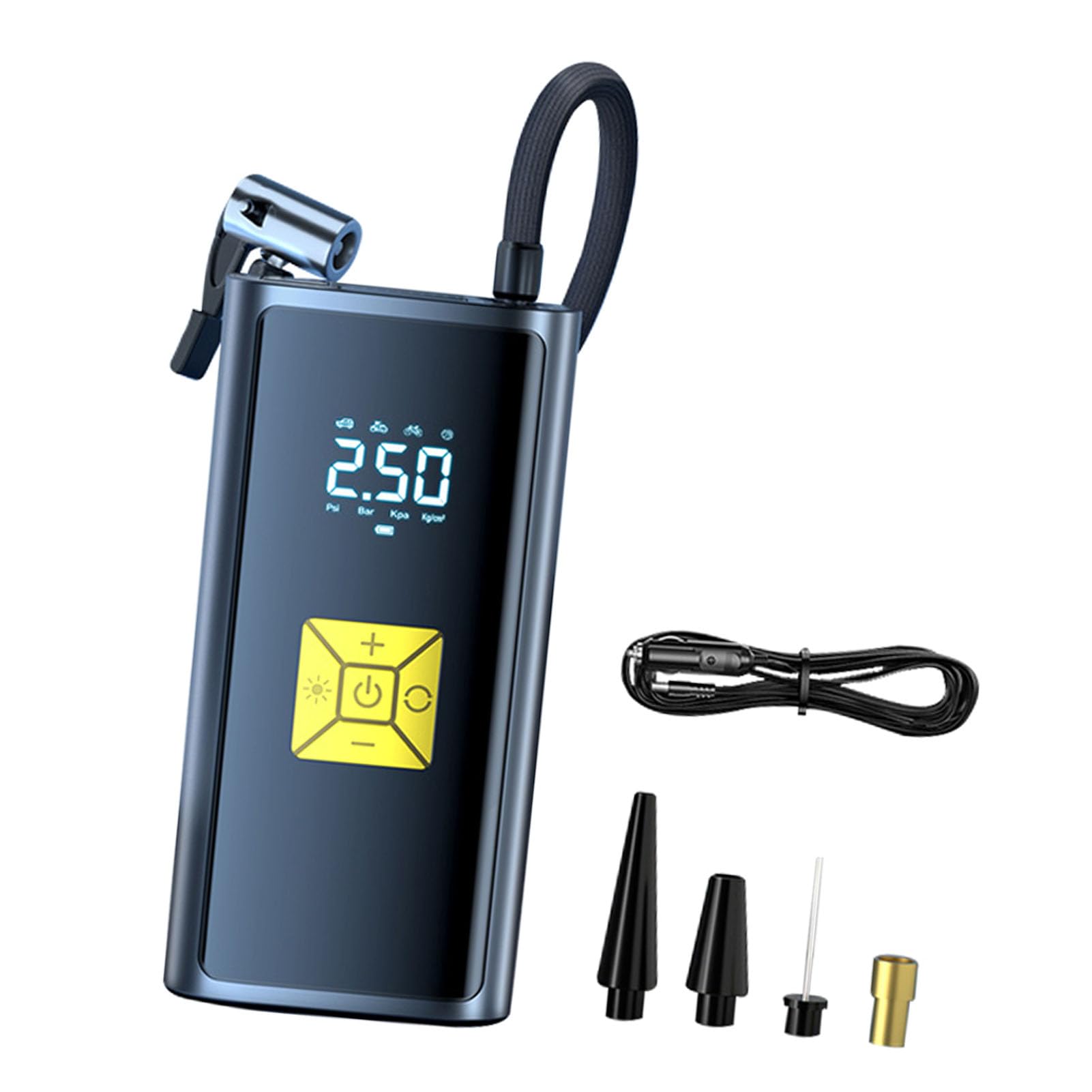 Inflador de neumáticos eléctrico portátil y compresor de aire inalámbrico con capacidad de 150 PSI - Bomba de aire a batería de 6000 mAh con pantalla digital LED y función de (No admite salida USB)