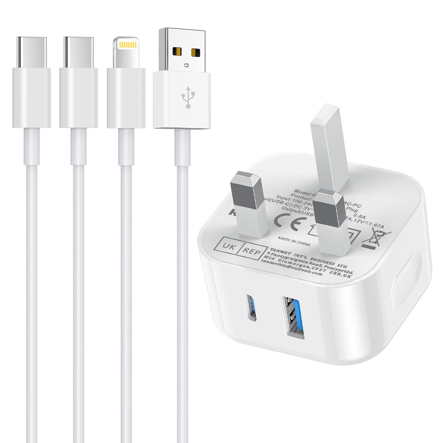 iPad Charger,New Apple USB C Fast Charger Cable+Lightning Lead and Plug for i Pad Pro 12.9 11 13 inch M4 2024/Air 10.9 M2 M3/Mini A17 Pro 2nd 3rd 4th 5th 6th 7th 8th 9th 10th A16 11th 2025 Generation