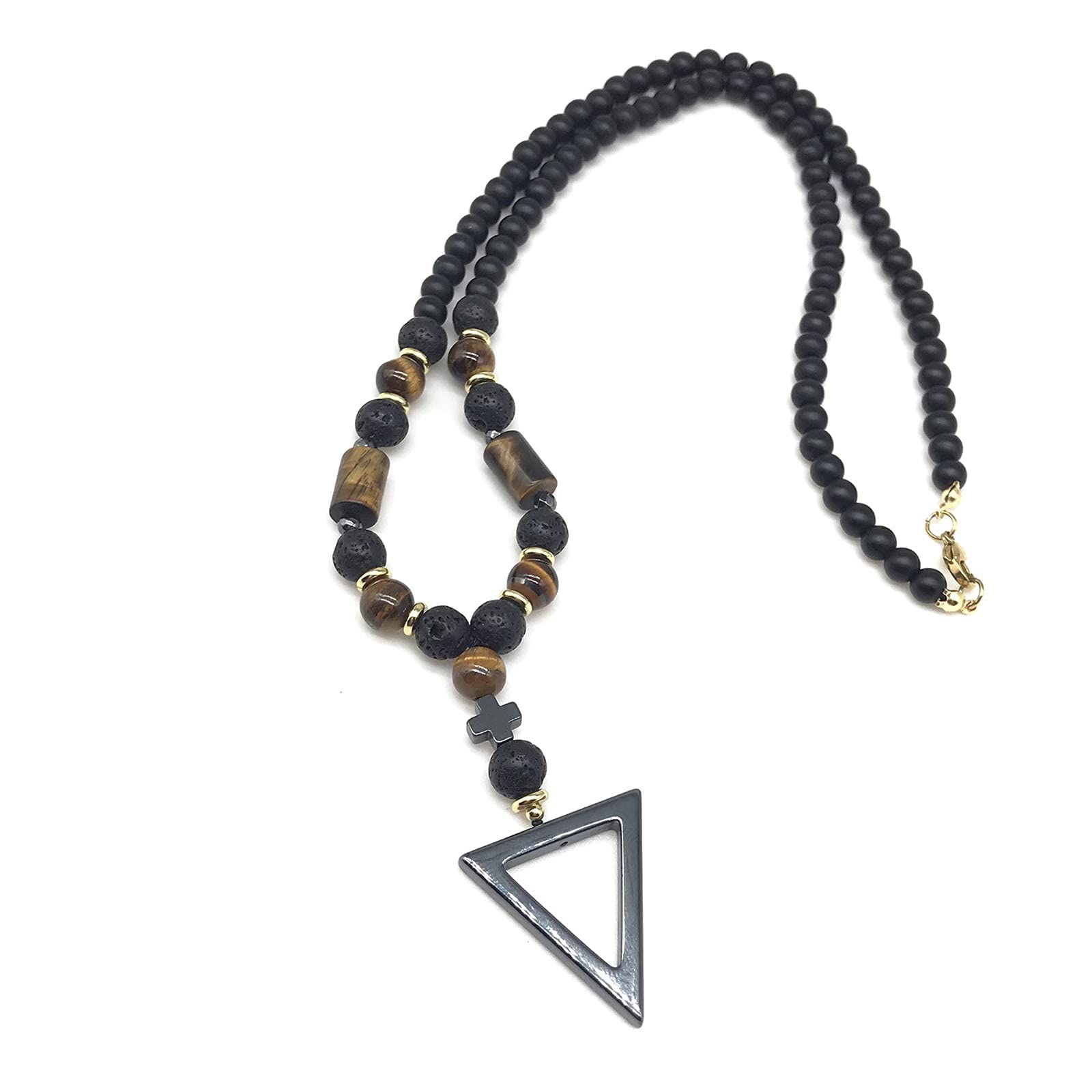 CFWSHJ Naszyjniki Religia Christaa, dla mężczyzn Kobiety z czakrą Tygrysie oko Zroszony Cahandmade Błogosławiony Módl się Amulet Biżuteria Akcesoria/a (Kolor: Gris)