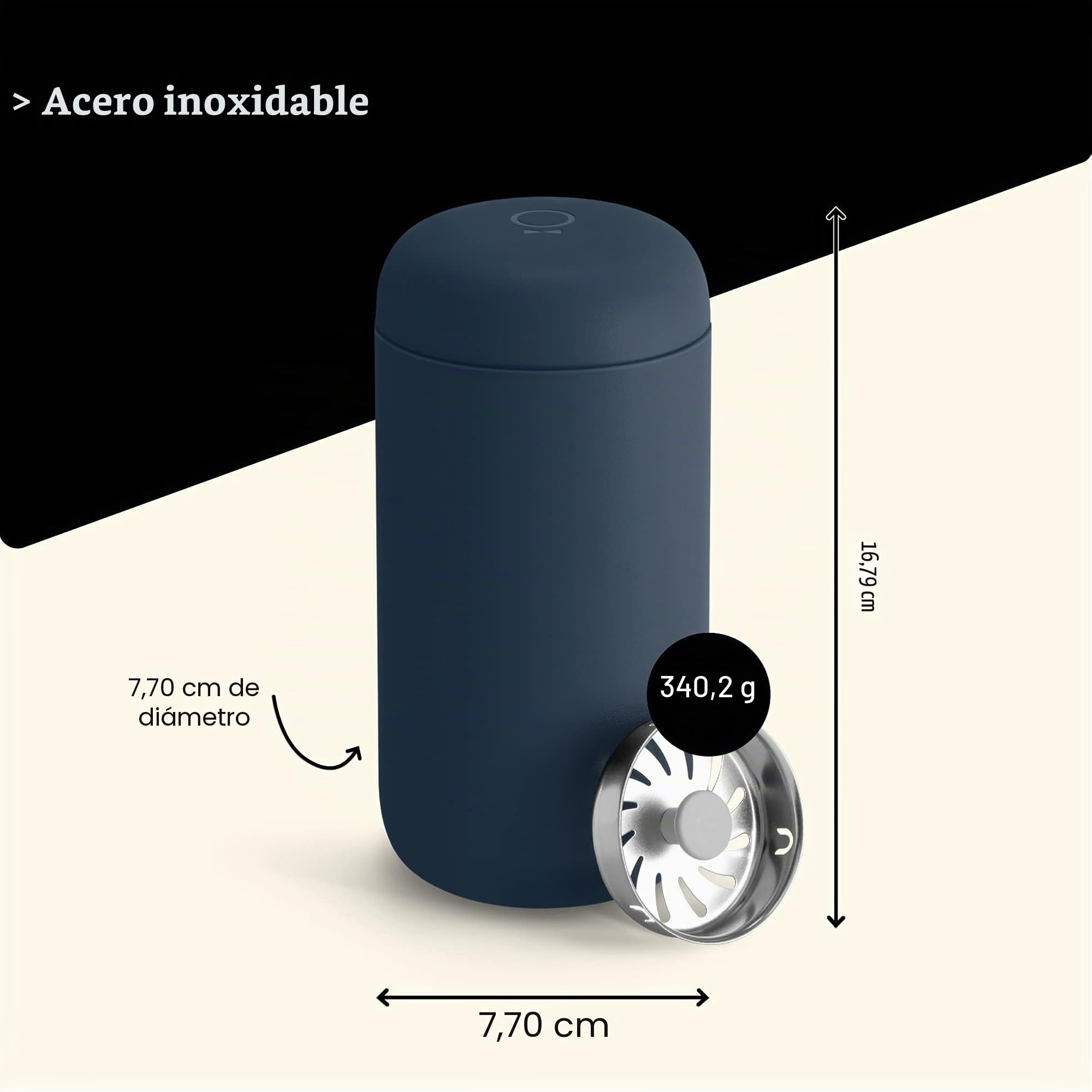 Fellow Carter Move - Taza de viaje para café y té con aislamiento al vacío de acero inoxidable con interior de cerámica y protección contra salpicaduras, color azul piedra, 355 ml