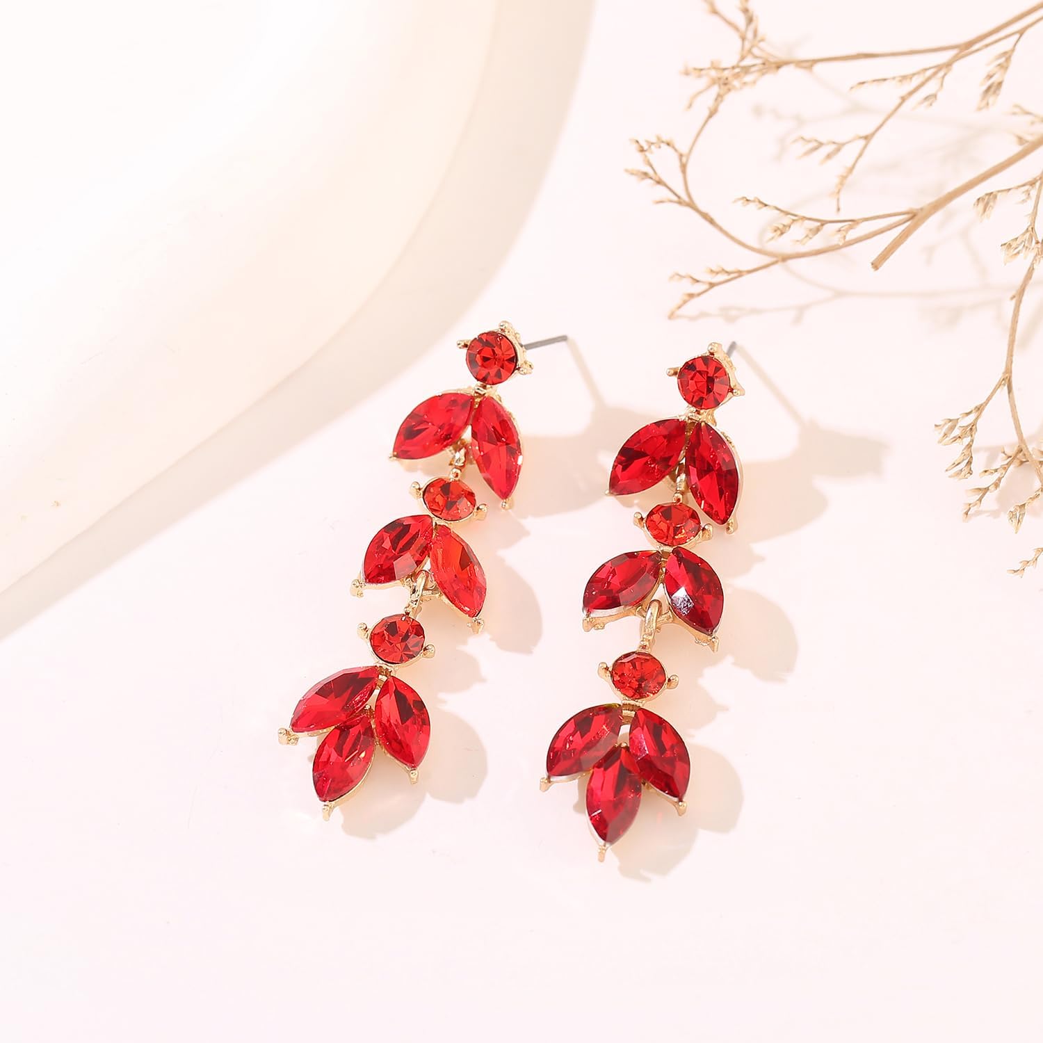 ATIMIGO Elegant Crystal Dangle Wedding Earrings for Brides Sparkly Rhinestone Marquise Drop Dangling Earrings for Women Bridesmaids Prom Formal - Image 2