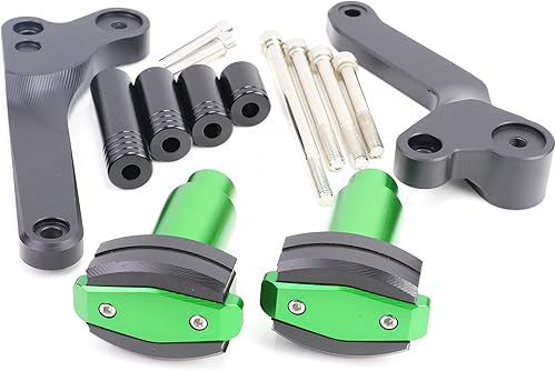 Protector deslizante de marco de motocicleta CNC de aluminio contra caídas para Kawasaki Ninja 400 Z400 Titanio y negro Verde y negro