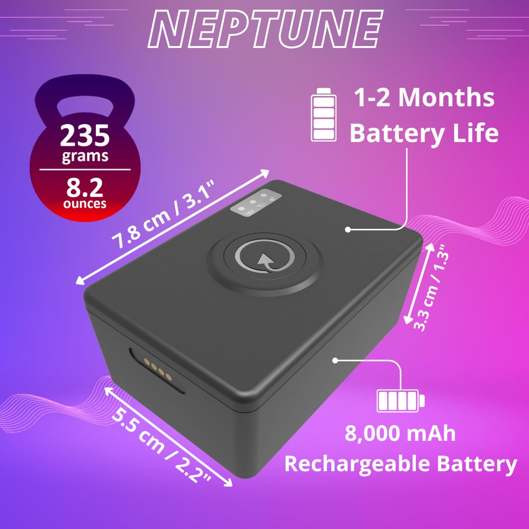 PlanetGPS (Neptune) - Magnetic Waterproof GPS Tracker for Vehicles Cars w/Worldwide Coverage (1 to 2 Months Battery) - Subscription Required (Starting $5.40/Month)