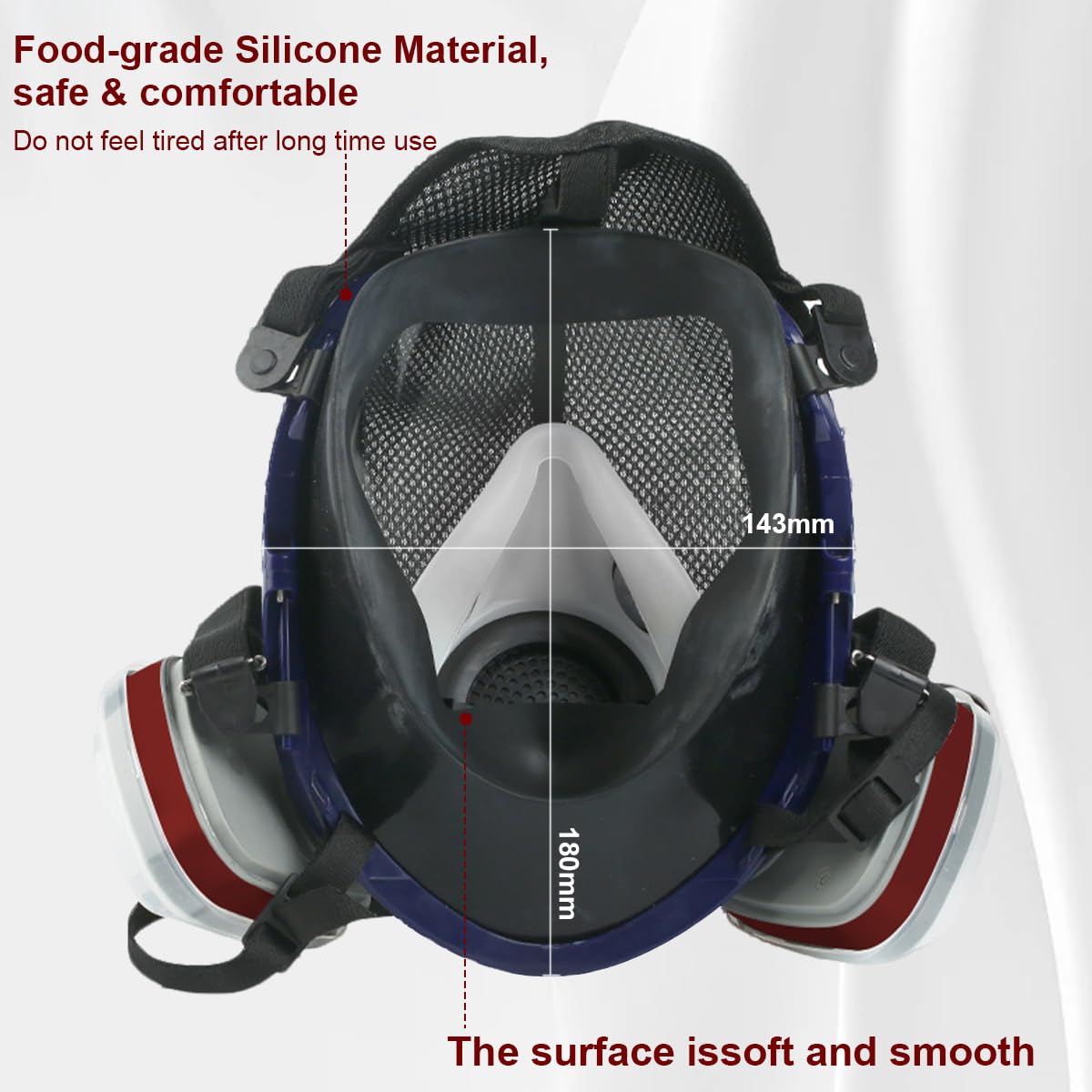 Facemoon Vollgesichtsabdeckung 16 in 1 Voll Gesicht Atemgerät,Atemgerät Maske mit Filtern Staub,Gasmasken,Schutz Atemgeräte für Chemie, Herstellung, Erdöl, Bergbau, Farbe, Staub,Bauindustrie
