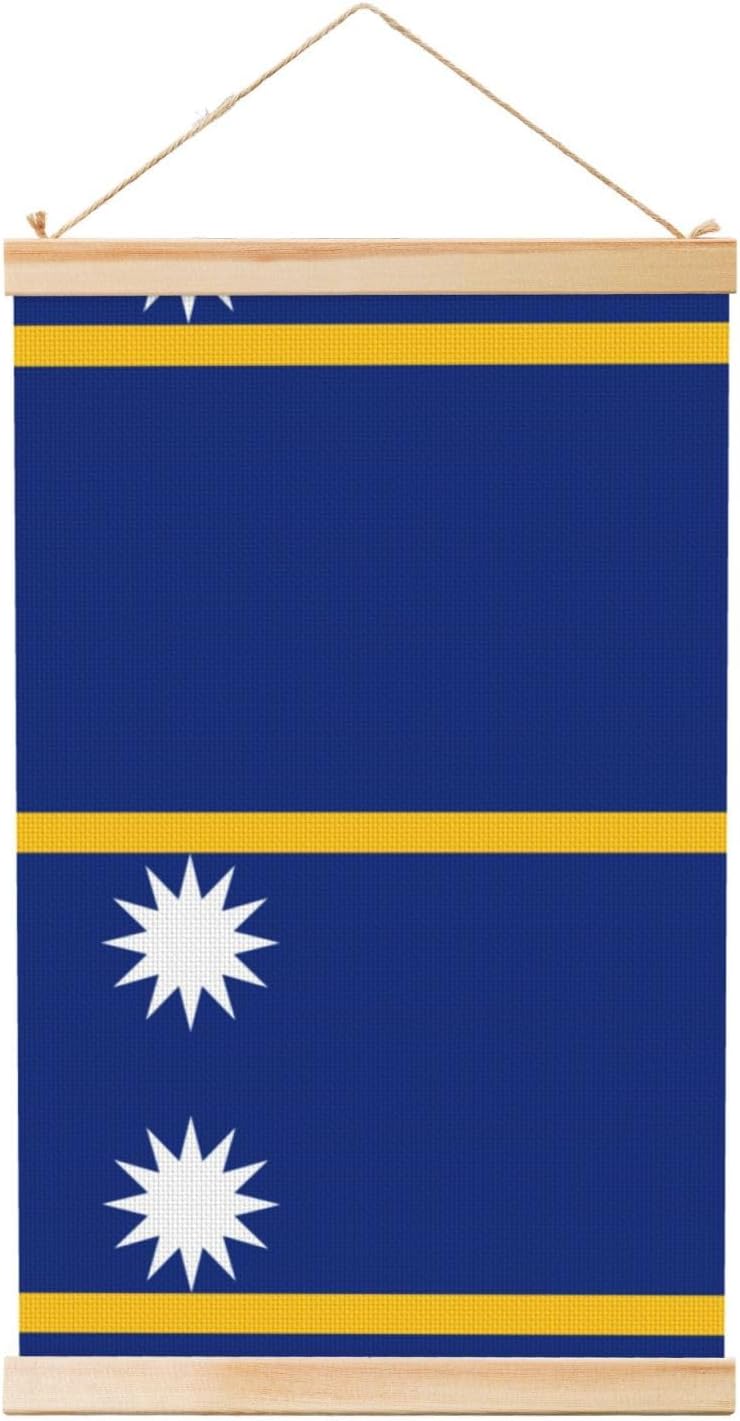 Flag Of Nauru Print Poster Hanger,Hanging Poster, Poster Frame,Wood Poster Hanger, For Wall Hanging