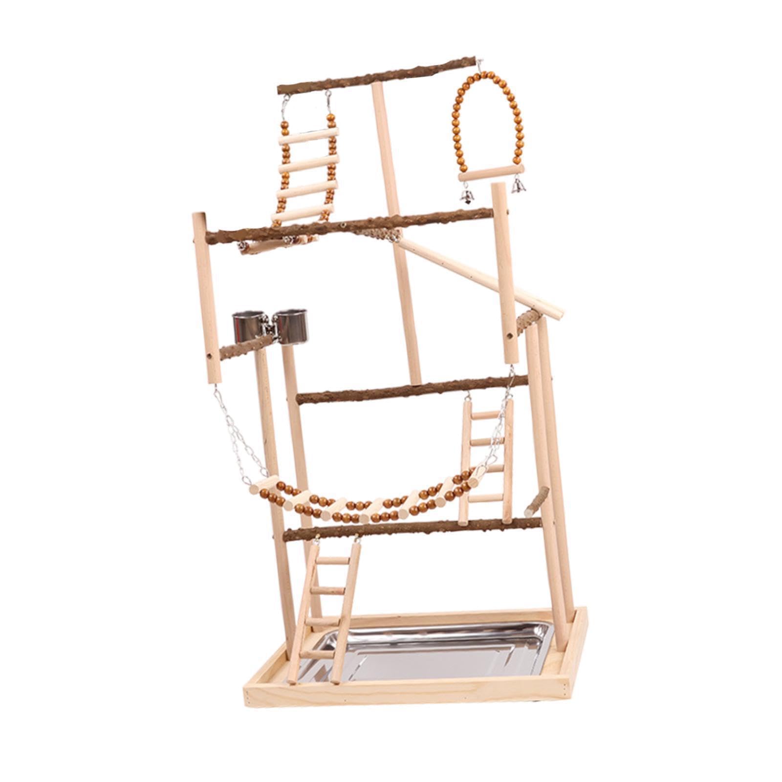 Gimnasio para pájaros, Percha de para Madera para Escalar, Parque Infantil para cacatúas, agapornis, periquitos y Loros