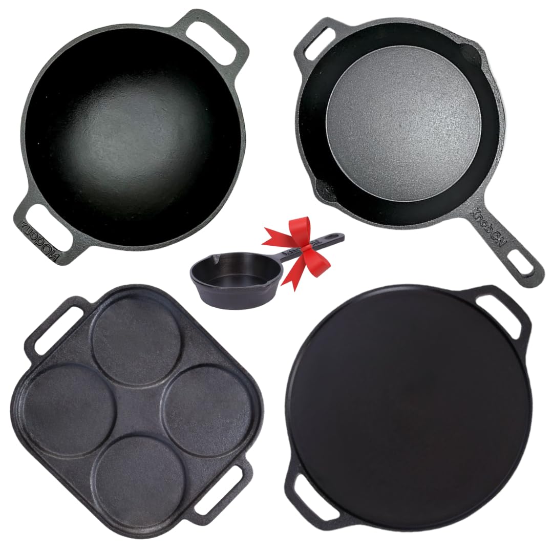 KNOBON Cast Iron Cookware Set - Dosa Tawa & More -7 KNOBON Cast Iron Cookware Set - Dosa Tawa & More -7