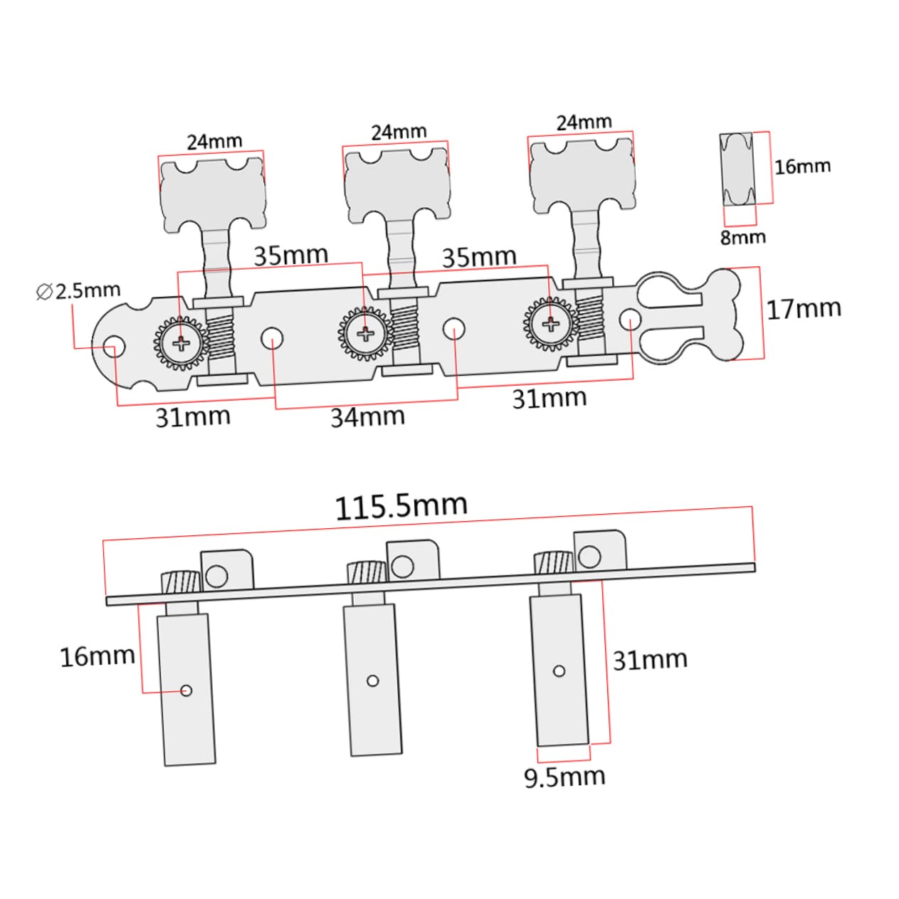 Toyvian 3paia Tuning Pegs Per Chitarra Con Testa Fiori Meccaniche Per Accordatore Per Chitarra e Acustica