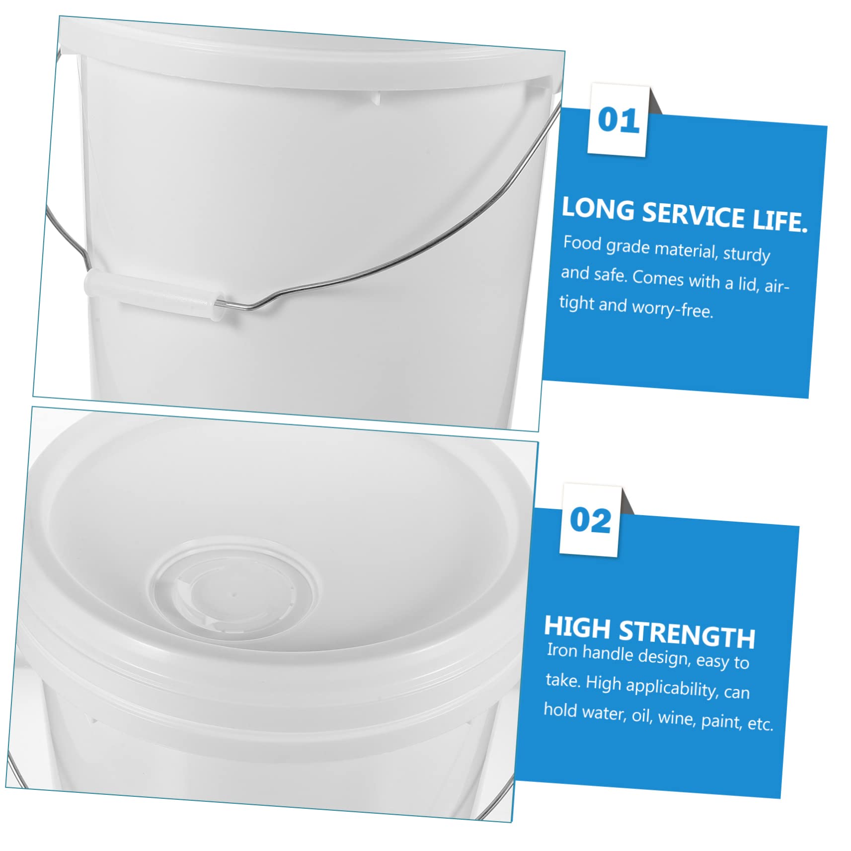 Operitacx Cubo de Pintura Práctico de 10 litros Blanco con Tapa, Fabricado en Hdpe Resistente, Multiusos Apertura para Aceite de Motor Adecuado para Almacenamiento