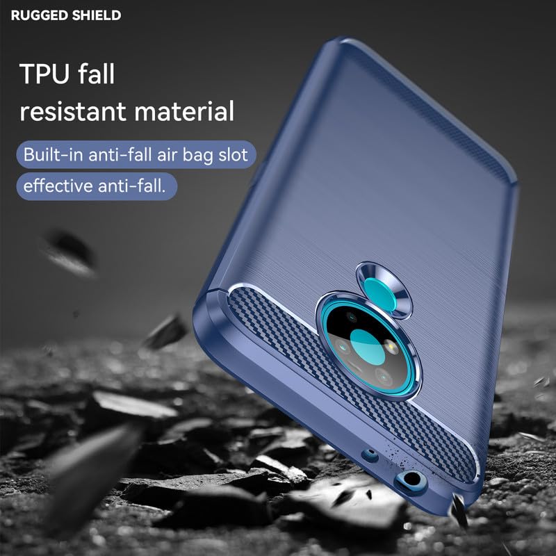 Image of Hybrid Carbon Fiber Back Case for Nokia 3.4 (Blue)
