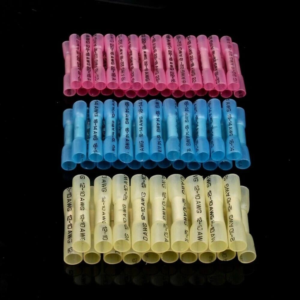 200 Pcs of Heat Shrink Seal Butt Wire Crimp Connectors Terminals AWG 22-10 Gauge