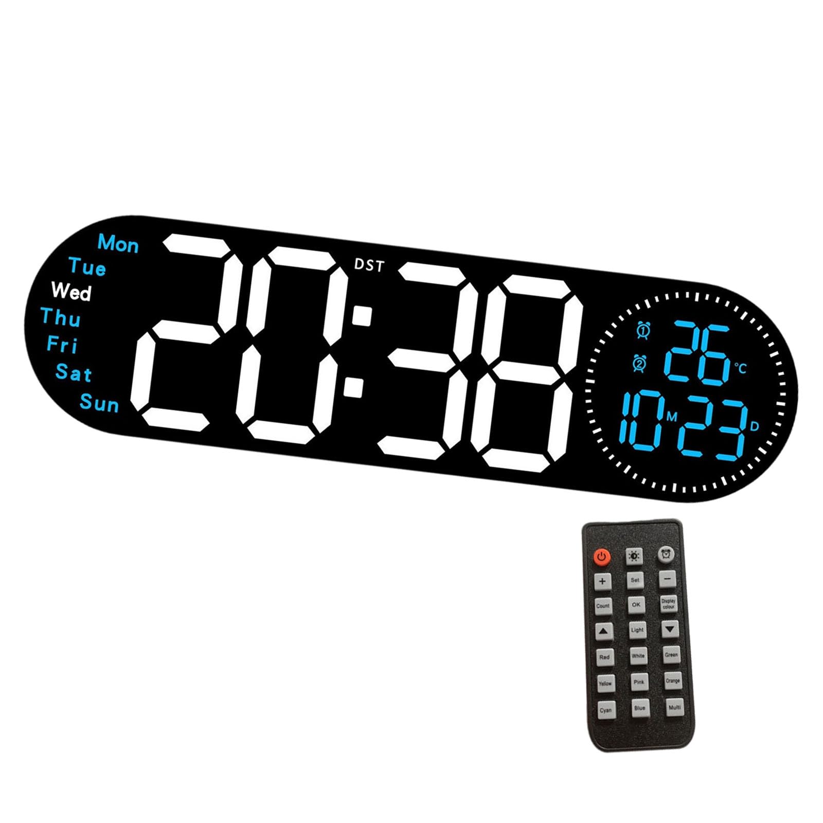 Grande horloge murale numérique LED avec double réveil pour chambre