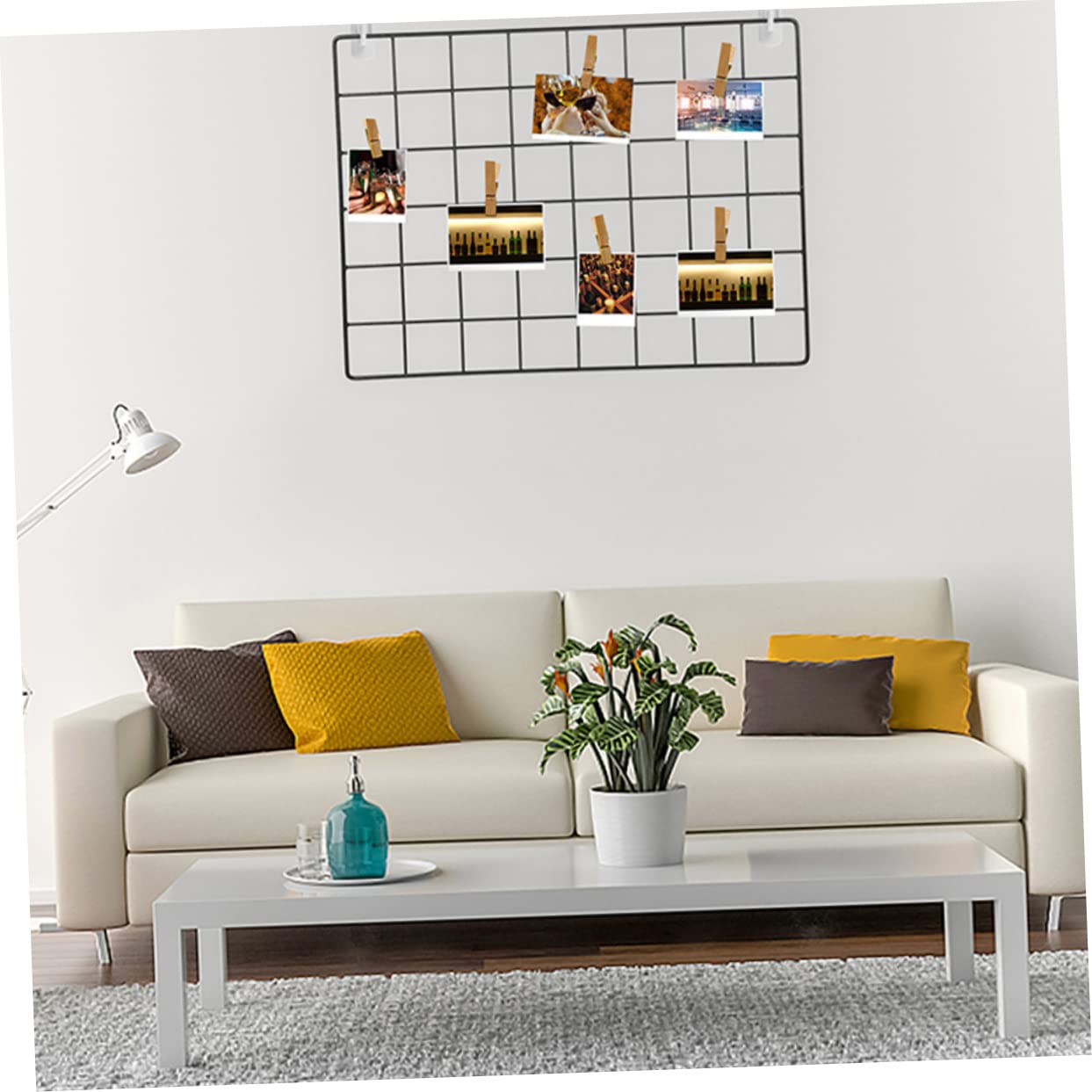 RORPOIR Elegant Wrought Iron Storage Rack Grid Wall Decor Metal Grid Panel for Photo Art Display