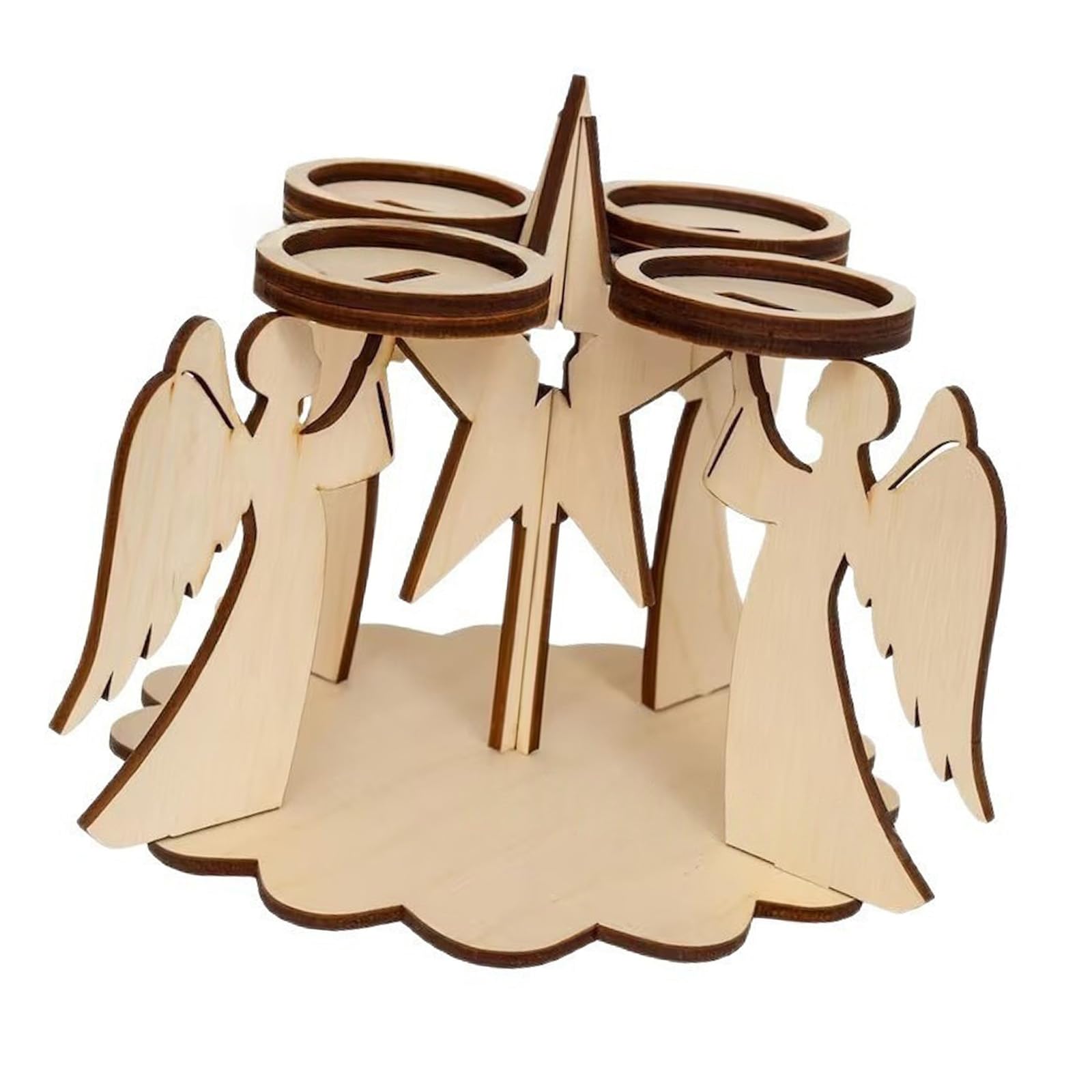 Christmas Advent Wreath Taper Holders Advent Rings Angel Wreath Candlestick Holders for Table Centerpieces Rings