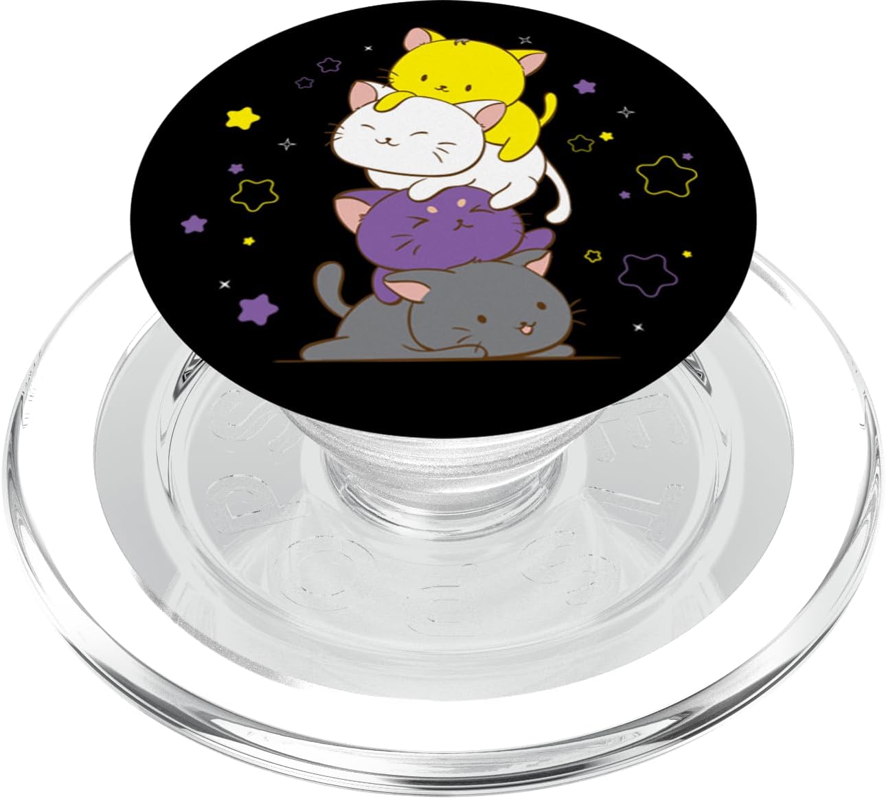 Non Binary Pride Kawaii Cat Cute Star Galaxy LGBTQ Nonbinary PopSockets PopGrip for MagSafe