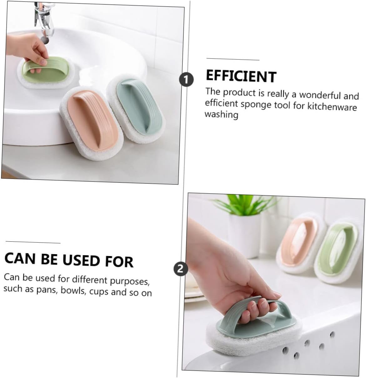6pcs Handle Scrub Sponges Plastic Sponge Cleaning Set for Kitchen