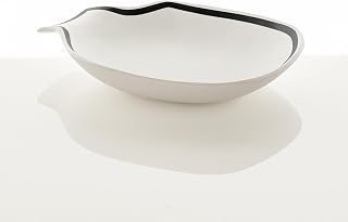 Wink Design - Centro de Mesa/vaciabolsillos Linea - Centro de Mesa/vaciabolsillos de cerámica - Color Blanco Acabado Mate - Detalles en Color Negro - 31 x 35 x 6,5 cm