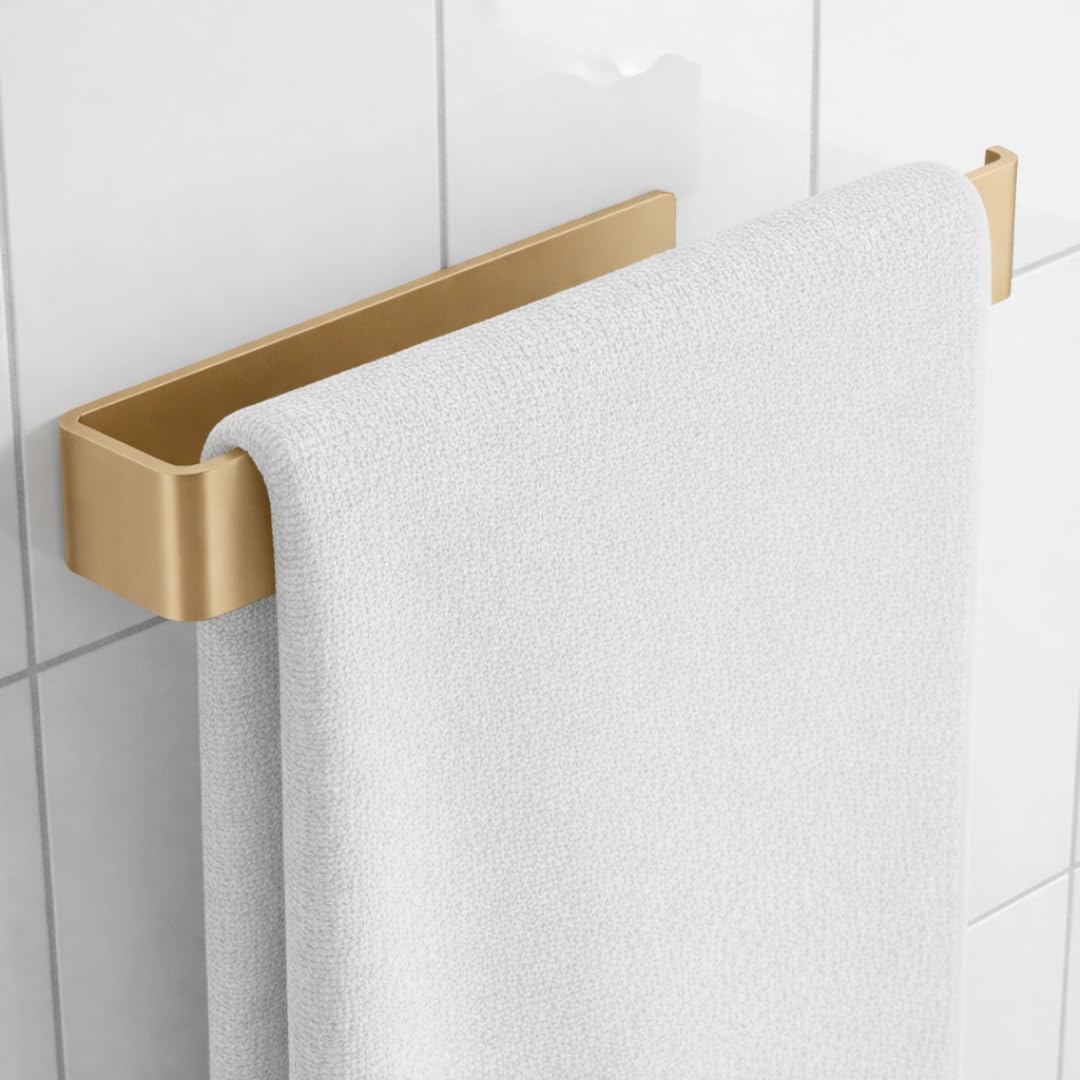 Toallero sin taladrar, Juego de 2 Unidades, Color Dorado, Ancho de 30 cm, Barra de Toalla de baño de Pared, Ganchos de Pared, Accesorios de baño 30 x 20 x 6 cm