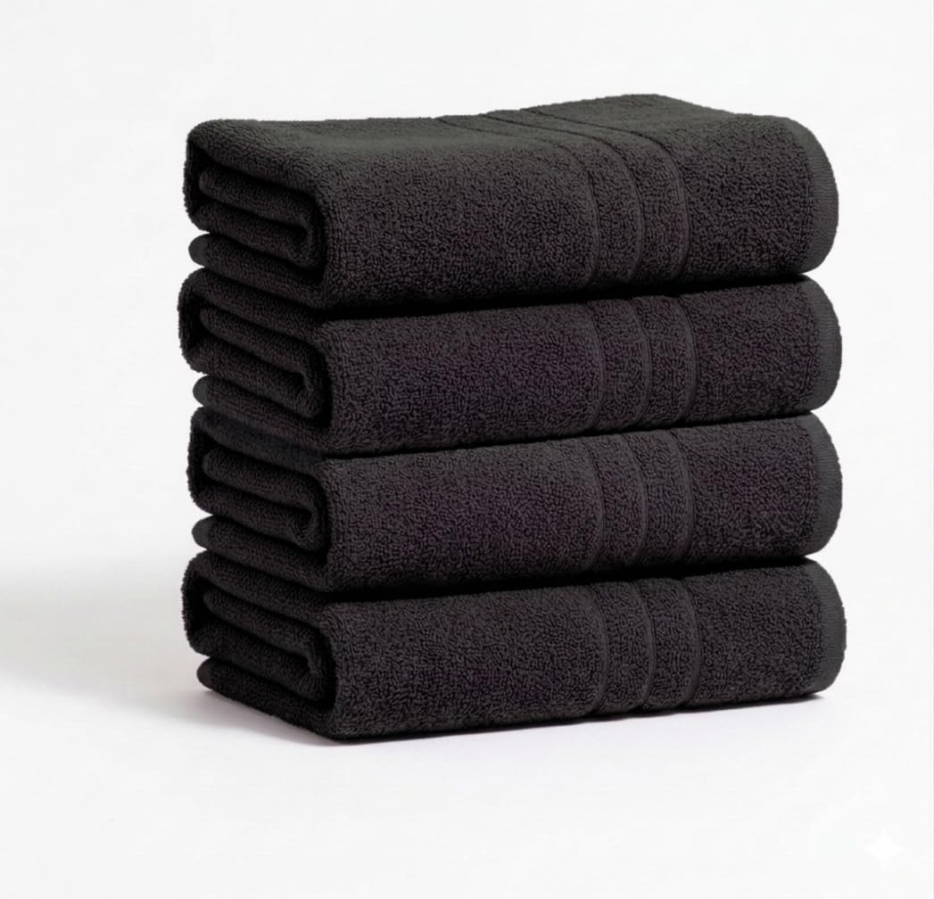 A & B TRADERS Pack of 2 or 4 Big Large Jumbo Bath Sheets Towels Soft Cotton Prime Egyptian Bale Sets (Black, 4)