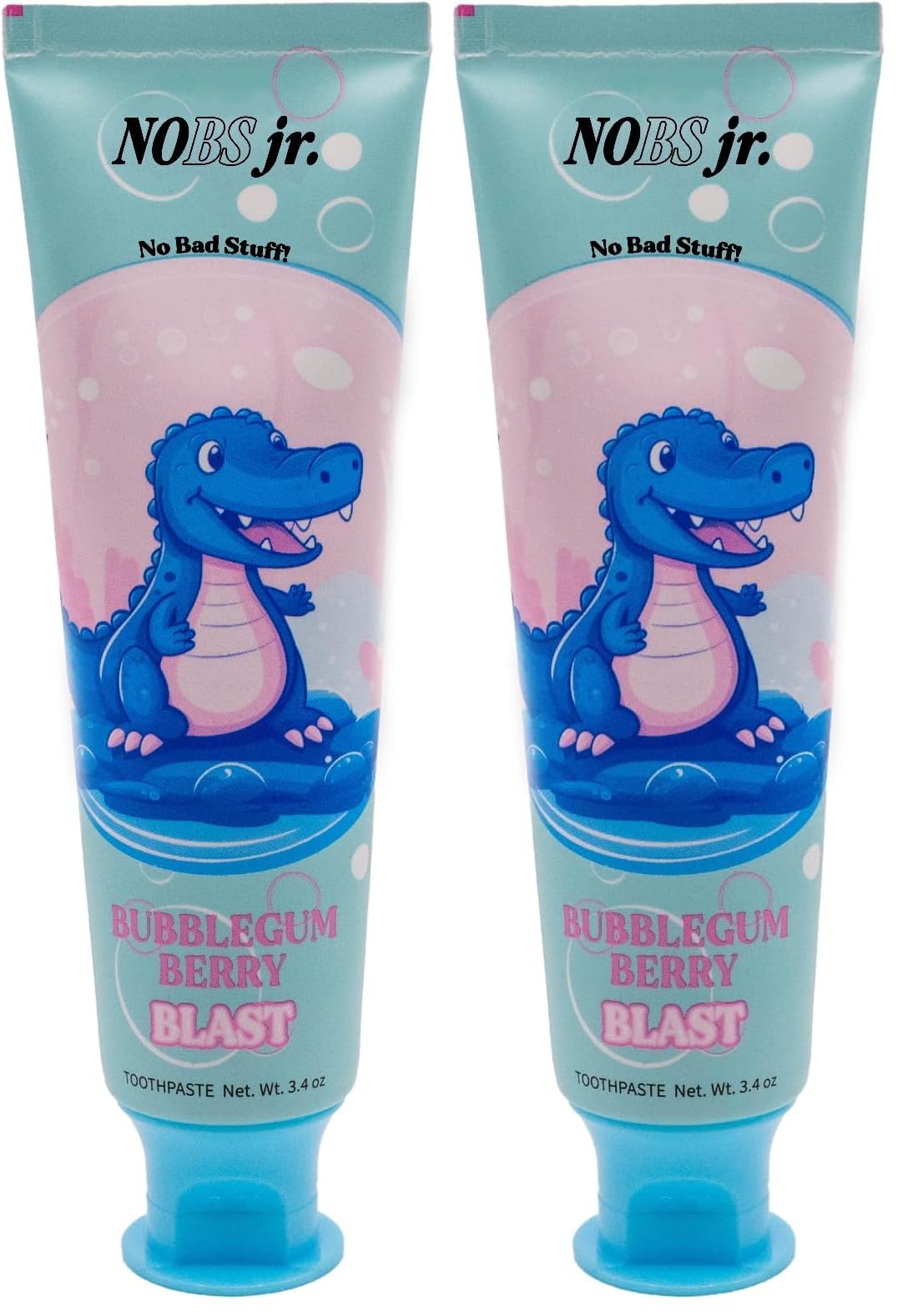 NOBS Jr. Kids Nano Hydroxyapatite Toothpaste – Fluoride Free, SLS-Free, Remineralizing - Dentist Formulated - Bubblegum Berry (Pack of 2)
