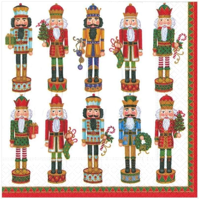 Caspari Nutcracker Parade Paper Luncheon Napkins in White - 20 Per Package
