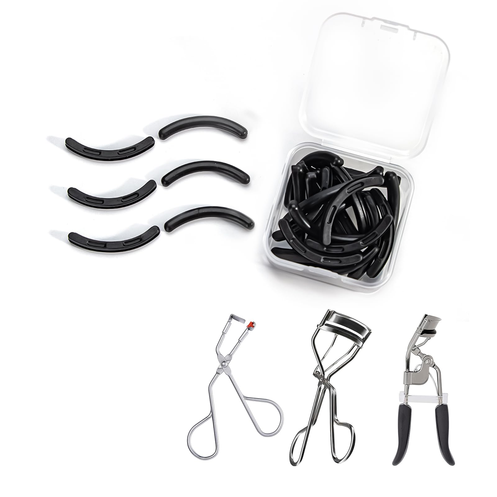 Eyelash Curler Refill Pads Compatible with Shiseido,Eyelash Curler Refill,Silicone Lash Curler Refill Pads Compatible with Revlon Elf Shu uemura,24PCS (Black)