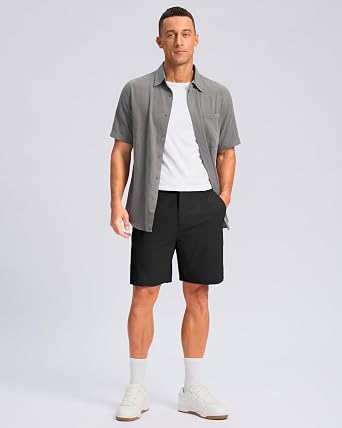 Pudolla Men's Casual Shorts 7/9/5 Lightweight Golf Shorts with 3 Pockets Stretch Quick Dry Comfy Work Shorts