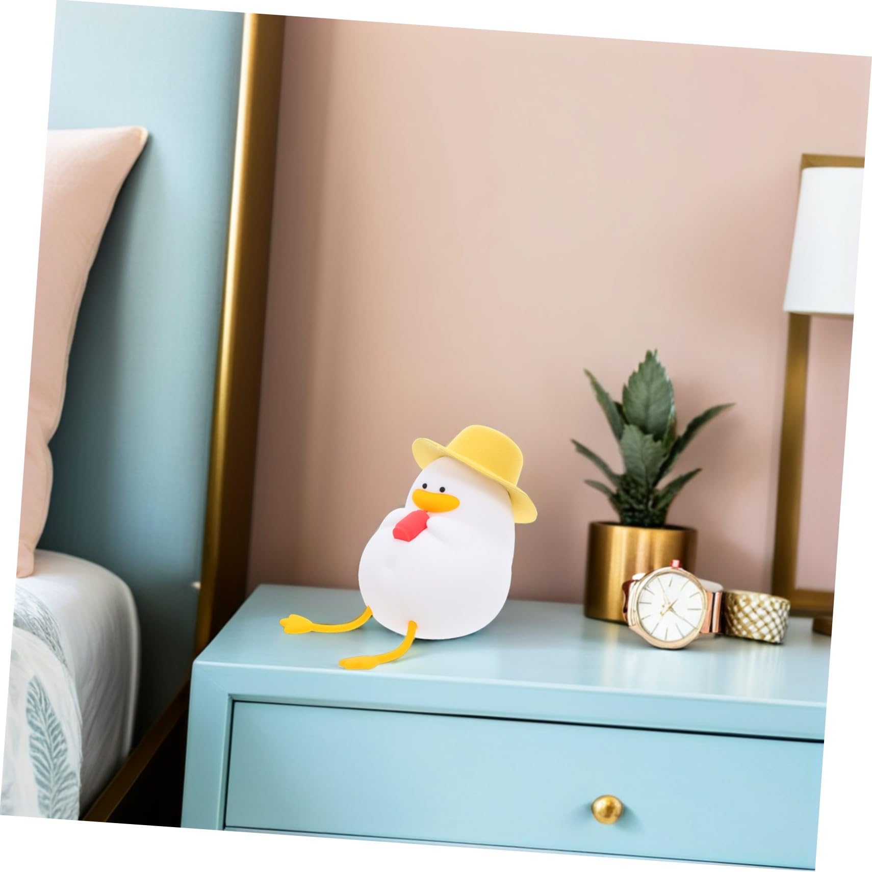 TEHAUX Luz Nocturna de Pato de Silicona Control Táctil, Amarillo | Abs y Pc, Forma de Pato, Estilo Caricatura Adorable, para Cambios de Pañal y Tomas Nocturnas