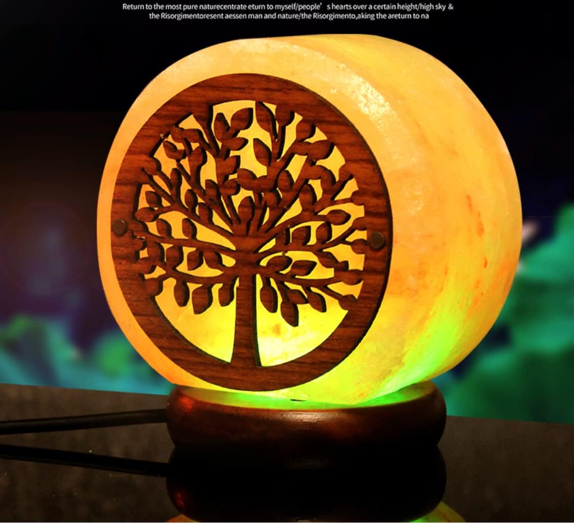 Crystal Rock Salt lamp with Wooden Base Himalayan Salt