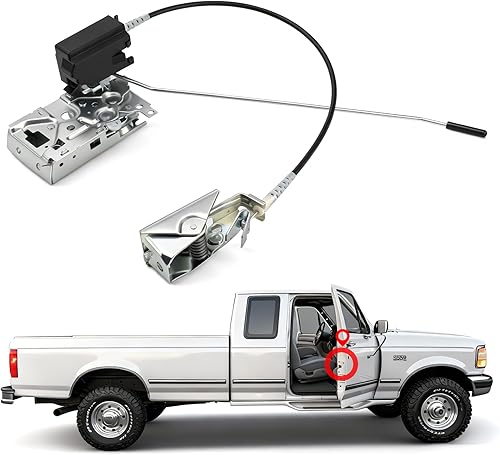 Miniatura 15 de Yinlowa Ensamblaje de pestillo de la puerta de carga del lado del pasajero trasero derecho con cable y varilla compatible con Ford E150 E250 E350