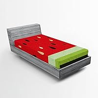 Vista 32 de Ambesonne Sábana bajera abstracta con estampado gráfico de letras del alfabeto de colores, funda de cama con bolsillo profundo elástico para mayor