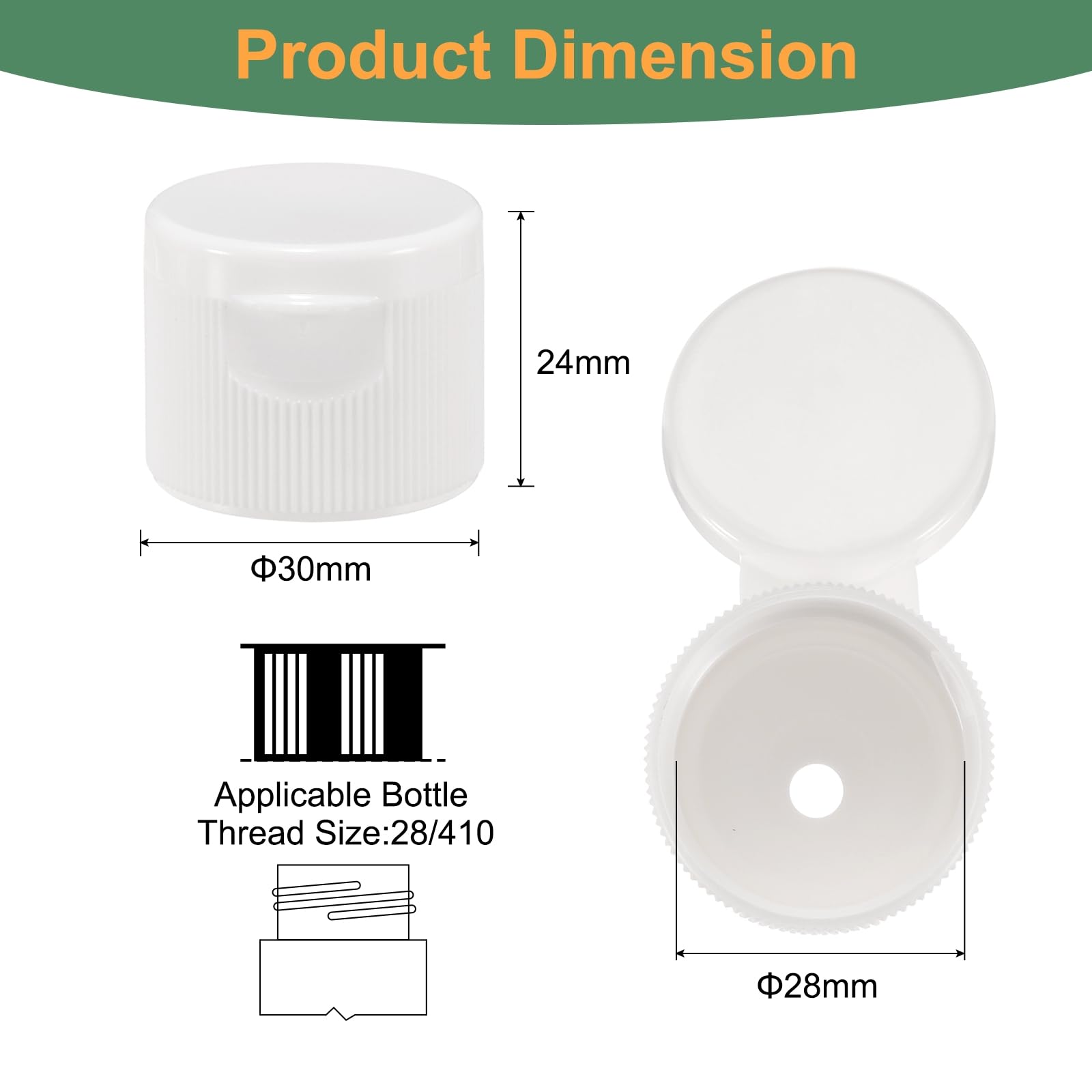 uxcell 36pcs 28/410 Flips Top Caps For Bottles, Replacement Plastic Reusable Non-Spill Bottle Lid for Squeeze Bottles, Refillable Bottles, Plastic, Empty, Shampoo Bottles, White