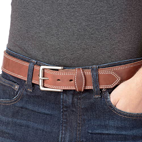 Bullhide Belts Mens Leather Belt For Work, Casual, Dress, 1.50" Wide, Tan, 48" #TOP3