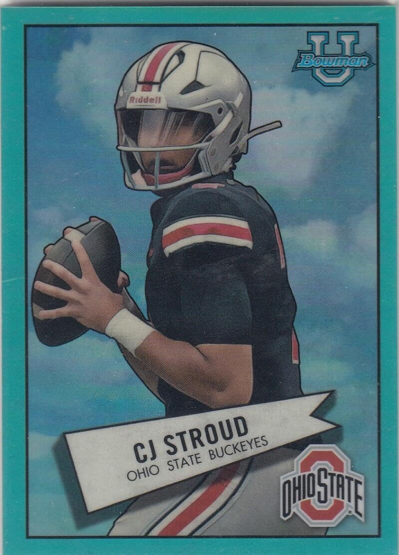 Football Trading Card NFL 2022 Bowman Chrome University 1952 Bowman Refractor Aqua #52BF-2 CJ Stroud NM Near Mint 80/150