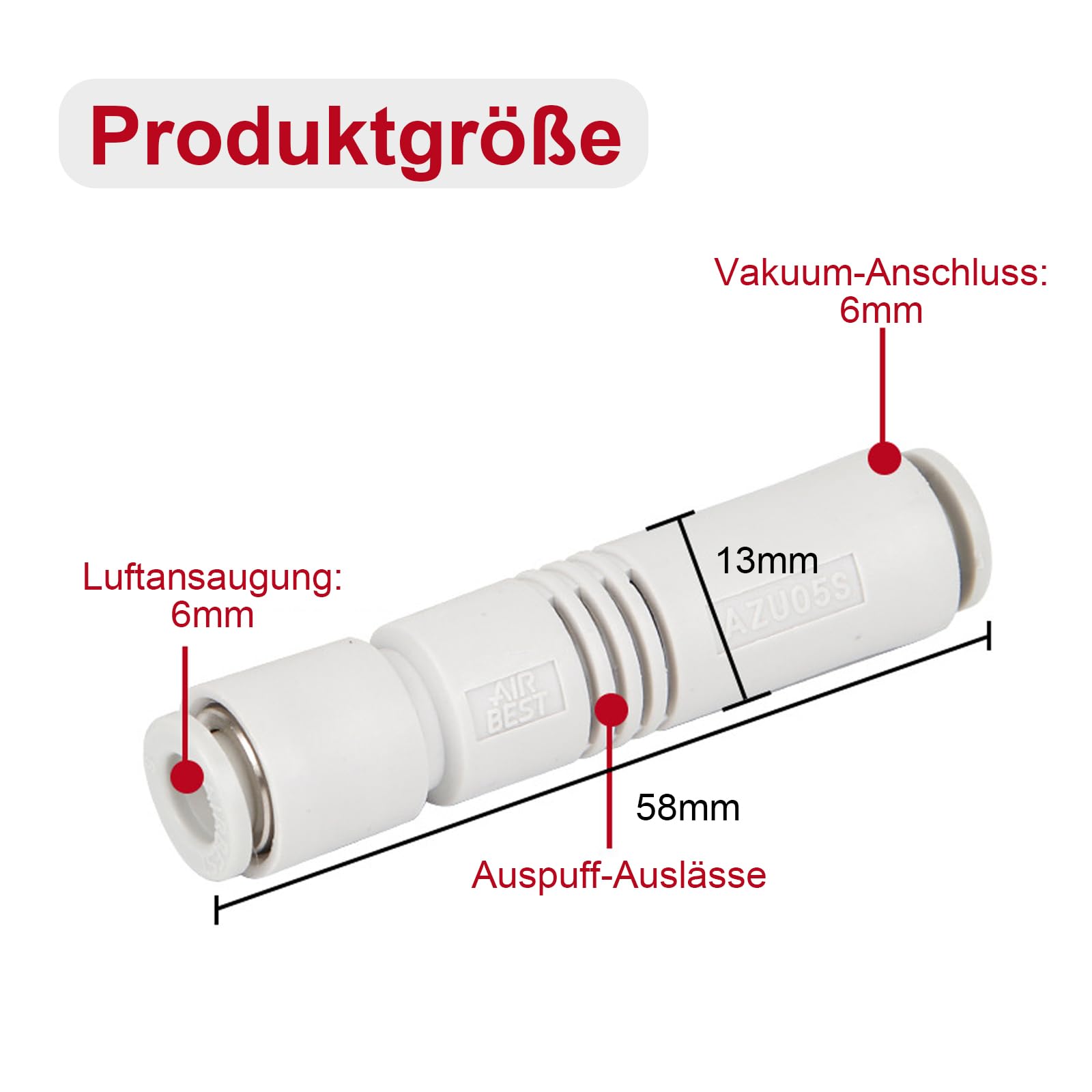 5PCS Pneumatischer Auswerfer 6mm,ZU05S leistungsstark,Push in One Touch Rohr Typ Pneumatische Vakuum-Erzeuger Tubuläres Vakuum, Hohe Vakuumleistung, Kompakt und Zuverlässig für Pneumatiksysteme