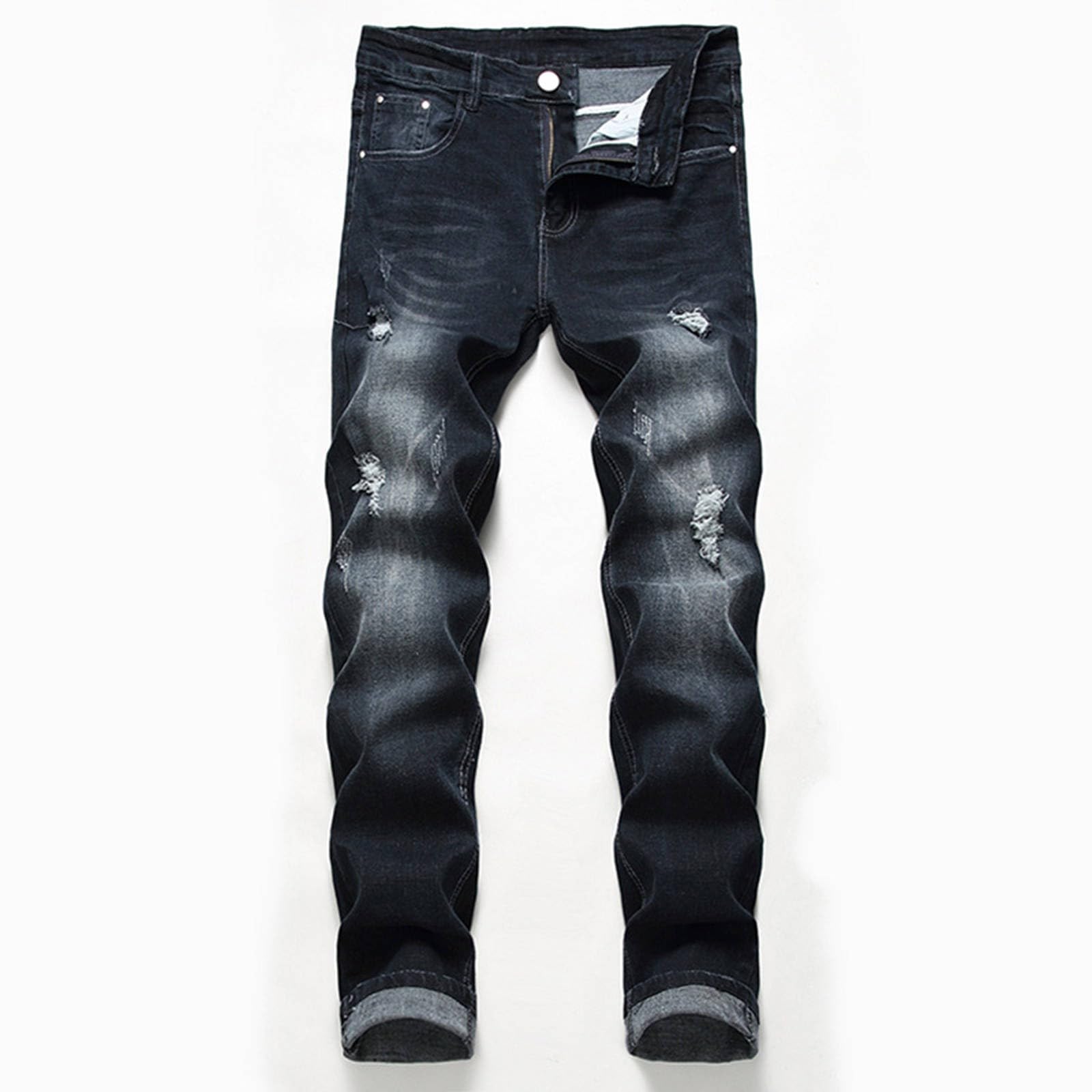 Destroyed - Jeans da uomo, elasticizzati, lunghi, dritti