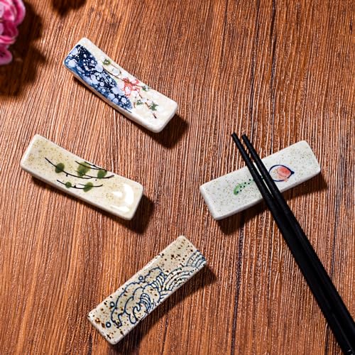 Japanese Style Chopstick Holder Set of 4 Pcs Ceramic Chopstick Stand Rest Tableware Kitchen Tools - Thumbnail 6