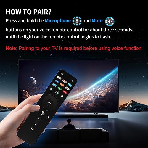 Miniatura 4 de RIVIERA Control remoto de voz de repuesto para la mayoría de televisores inteligentes VIZIO compatibles con D, E, M, P, V, PX Series con Peacock