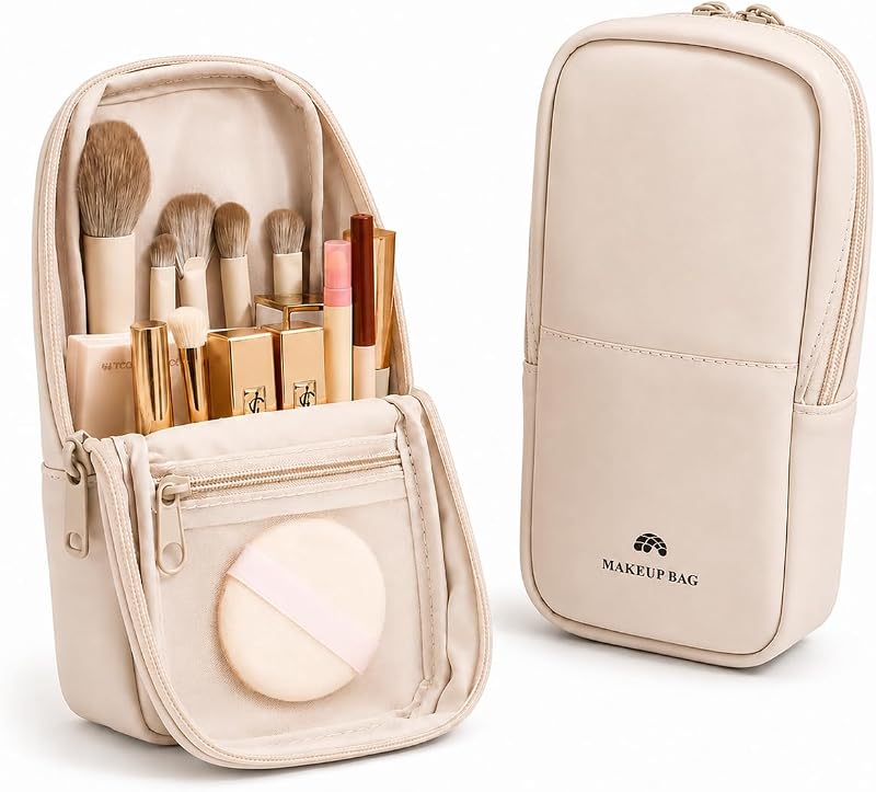 Necessaire de maquiagem vertical SSHTALCY branca com compartimentos, modelo SSH001