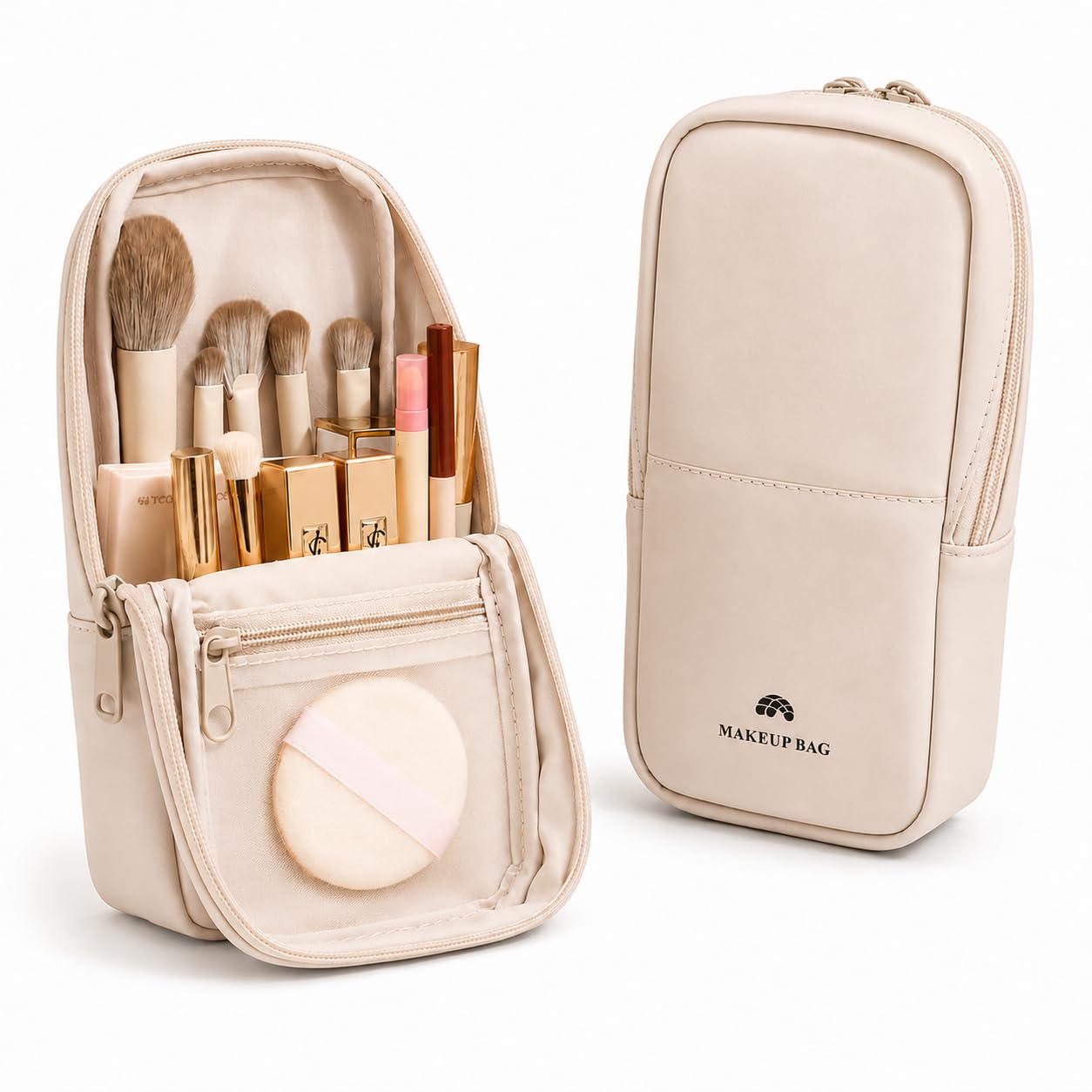 Standing Makeup Bag, Small Travel Cosmetic Bag for Women, Mini