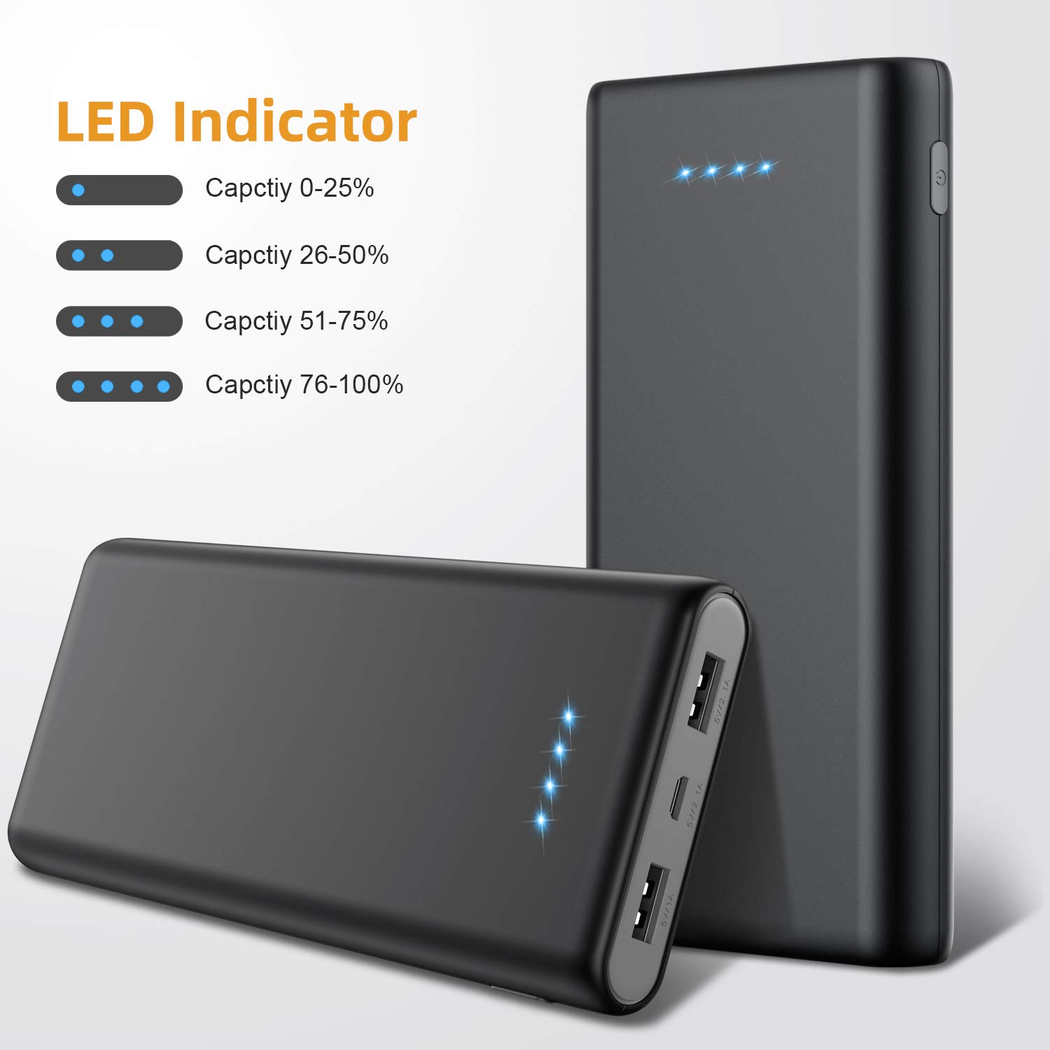 Powerbank Solare 26800mAh SWEYE – Ricarica Doppia (USB E Pannello) Per Smartphone, Tablet E Viaggi, Caricabatterie Portatile A Ricarica Rapida