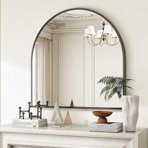 Miniatura 2 de Espejo de pared arqueado, espejo de baño de arco de 24 x 36 pulgadas, espejo de tocador montado en la pared con marco de metal de arco, espejo de