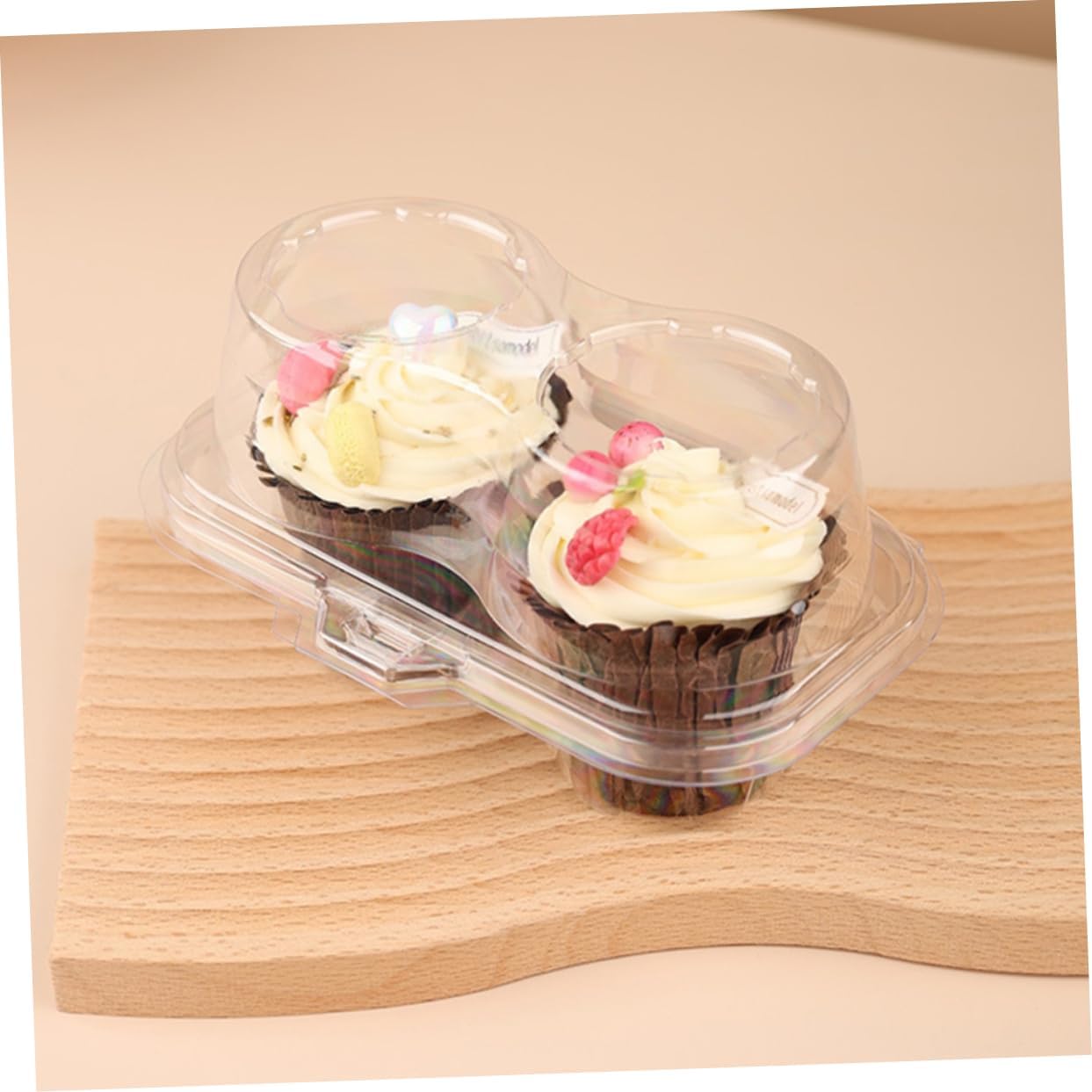 DECHOUS 50pcs Double Cupcake Boxes Cake Containers for Muffins Desserts and Pastries for Parties Weddings and Showers Portable and Practical Storage