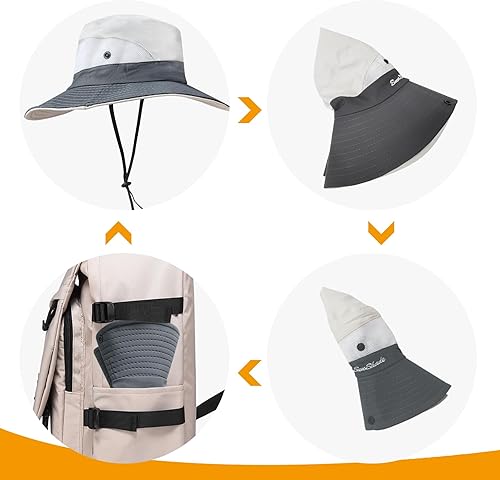 Miniatura 7 de PFFY Sun Bucket Hat for Men Women 3 Wide Brim UPF 50+ Bucket Fishing & Beach Hats