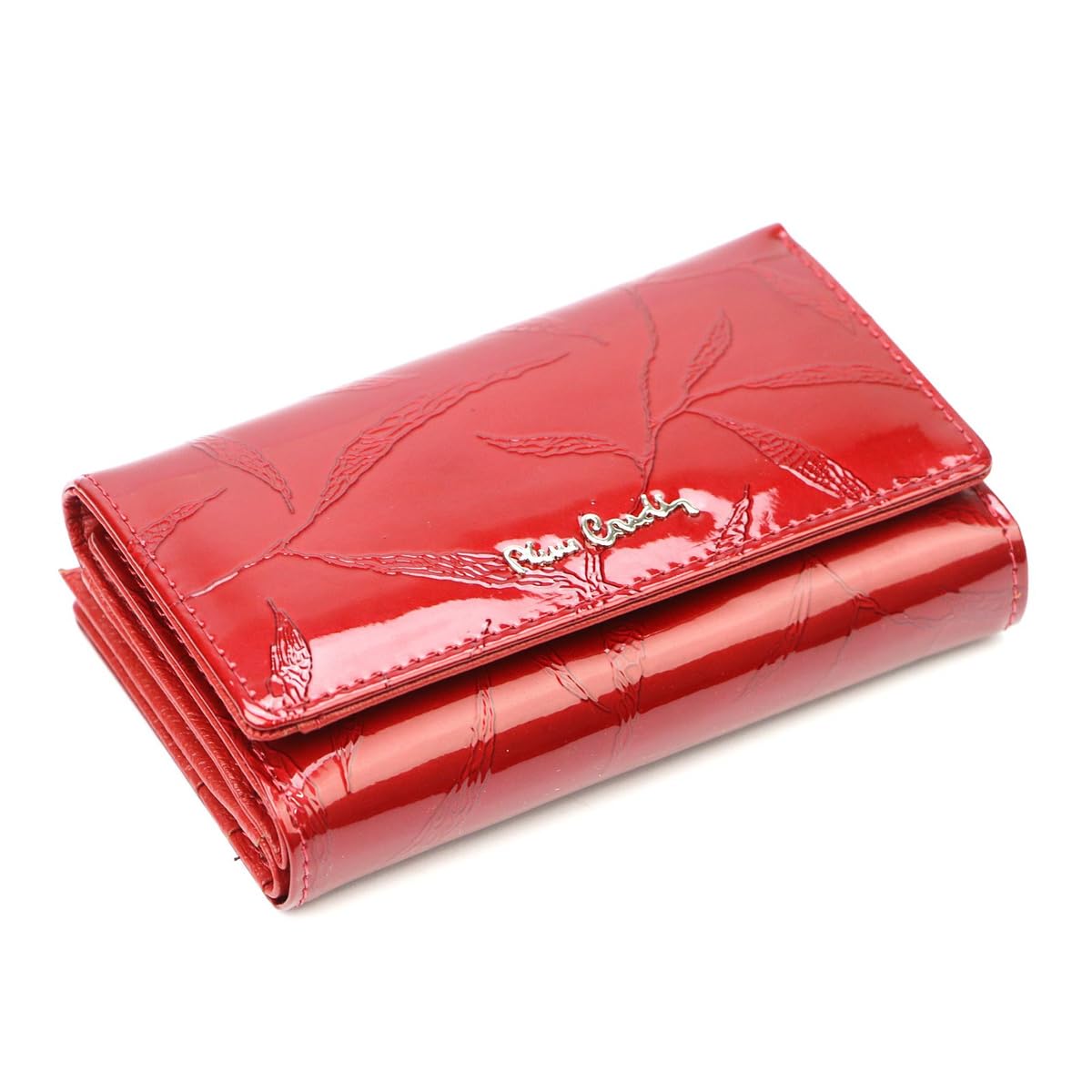 Pierre Cardin Cartera Mujer 100% Cuero Natural Gran Bolsillo de Moneda con Cierre Bolsillo de Tarjeta Cómodo Funcional Elegante Moderno, rojo, LEAF, Clásico