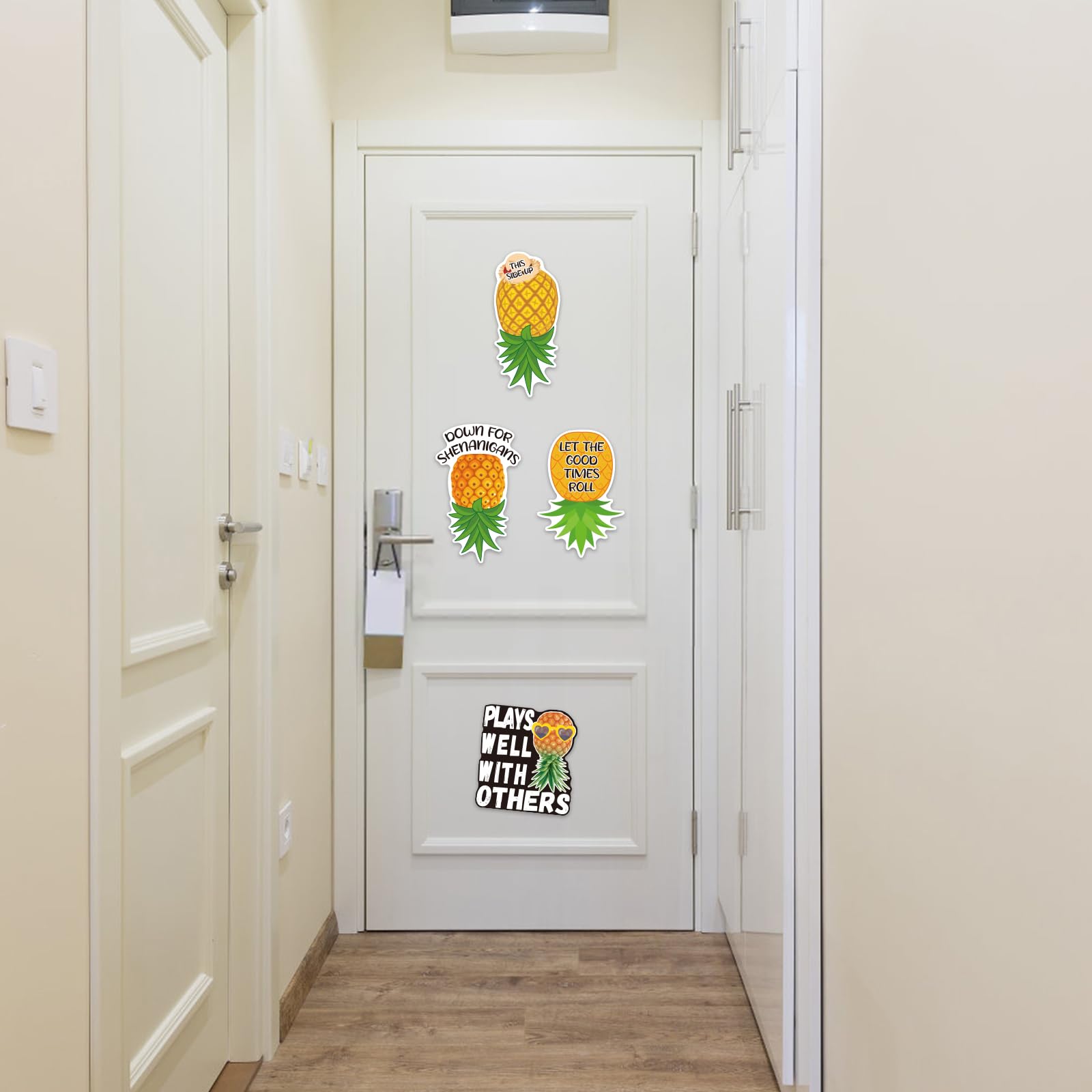 4 Pcs Upside Down Pineapple Magnet - Pineapple Decor Magnetic Stickers for Cruise Doors, Cabin，Refrigerators, and Cars