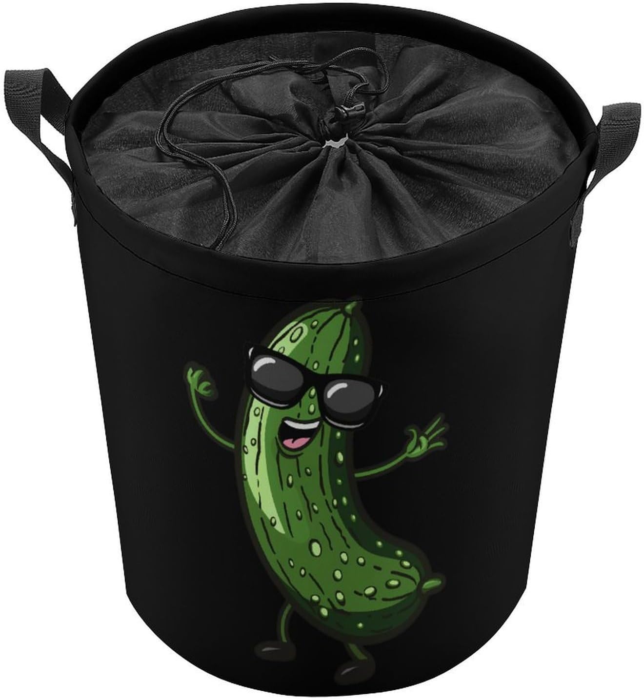 Pickle Dancing Cucumber Laundry Basket Dirty Clothes Hamper Storage Laundry Bag with Handles for Dorm Room 44x35cm