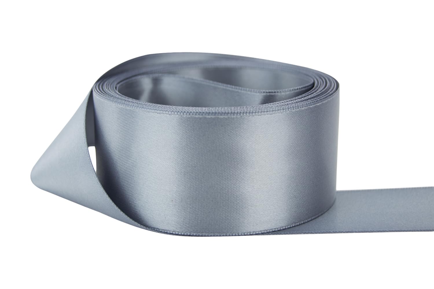 Ribbon Bazaar Dwustronna satynowa 10 cm szara 25 jardów 100% poliestrowa wstążka